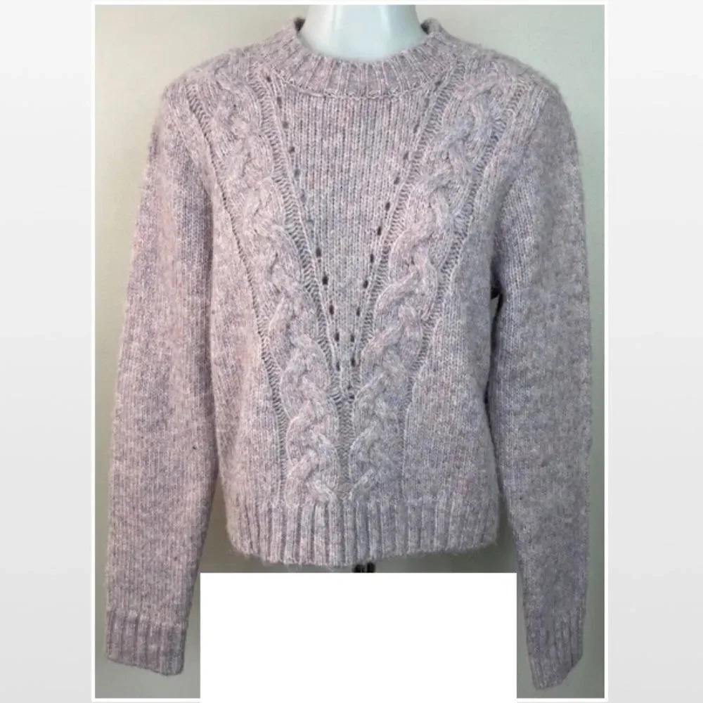 New Purple & Pink Cable ChunkyโKnit Cropped Pullover Sweater - Picture 2 of 16